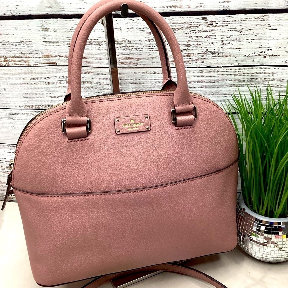 KATE SPADE SATCHEL SUMMER BAG PINK DUSTY PEONY HANDBAG GROVE STREET CARLY PURSE - Picture 2 of 14